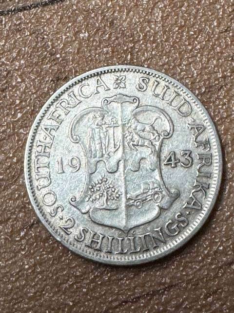S A UNION TWO SHILLINGS 1943 SILVER