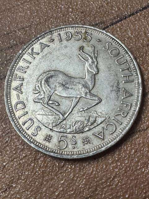 S.A.UNION FIVE SHILLINGS  1955  SILVER