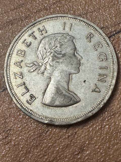 S.A.UNION FIVE SHILLINGS  1955  SILVER