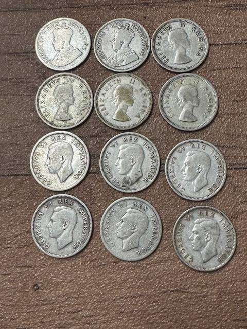 S.A.UNION ONE SHILLINGS  COINS  SILVER YEAR 1934 TO  1960