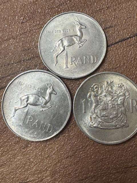 SOUTH AFRICA  ONE RAND COINS  -  1966-1967-1969 SILVER
