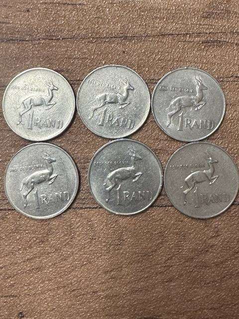 SOUTH AFRICA  ONE RAND COINS  -  NICKEL   MIX YEARS