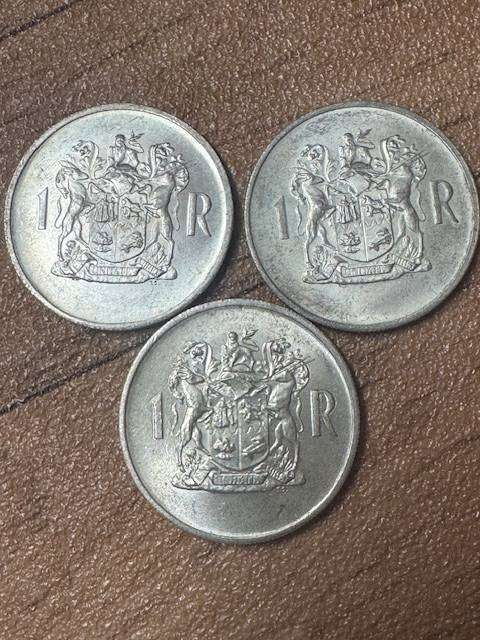 SOUTH AFRICA  ONE RAND COINS  SILVER 1969 X 3 COIN