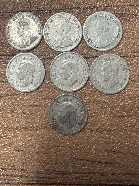 S A UNION THREE PENCE  TICKY SILVER YEAR 1932/34/35/37/38/39/40
