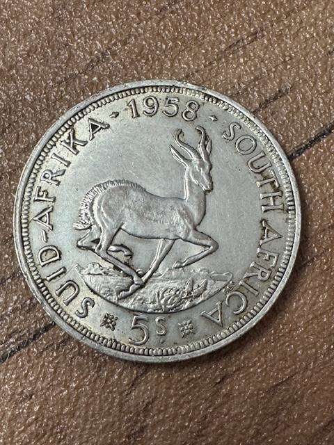 S.A.UNION FIVE SHILLINGS  1958 SILVER