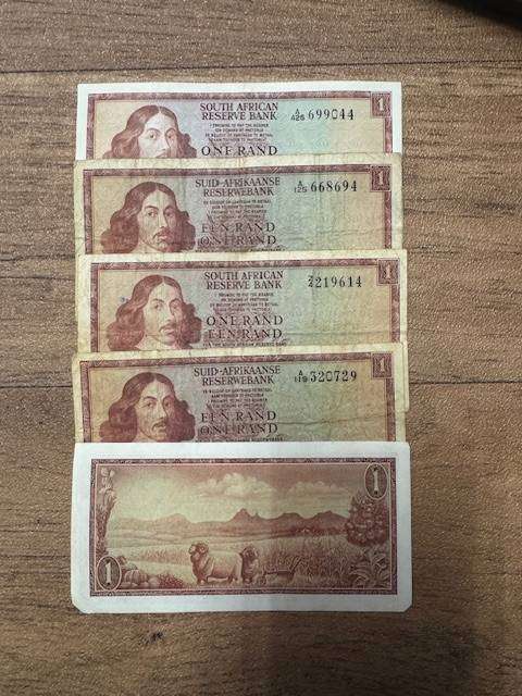 SOUTH AFRICA  ONE RAND  NOTES X 5