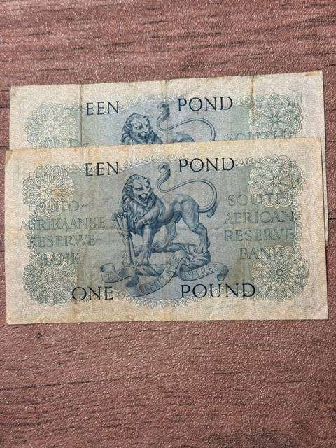 SA ONE POUND NOTE  TOTAL 2  1957/58