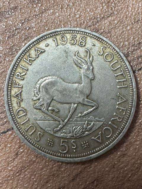 SA UNION FIVE SHILLING COIN SILVER 1958