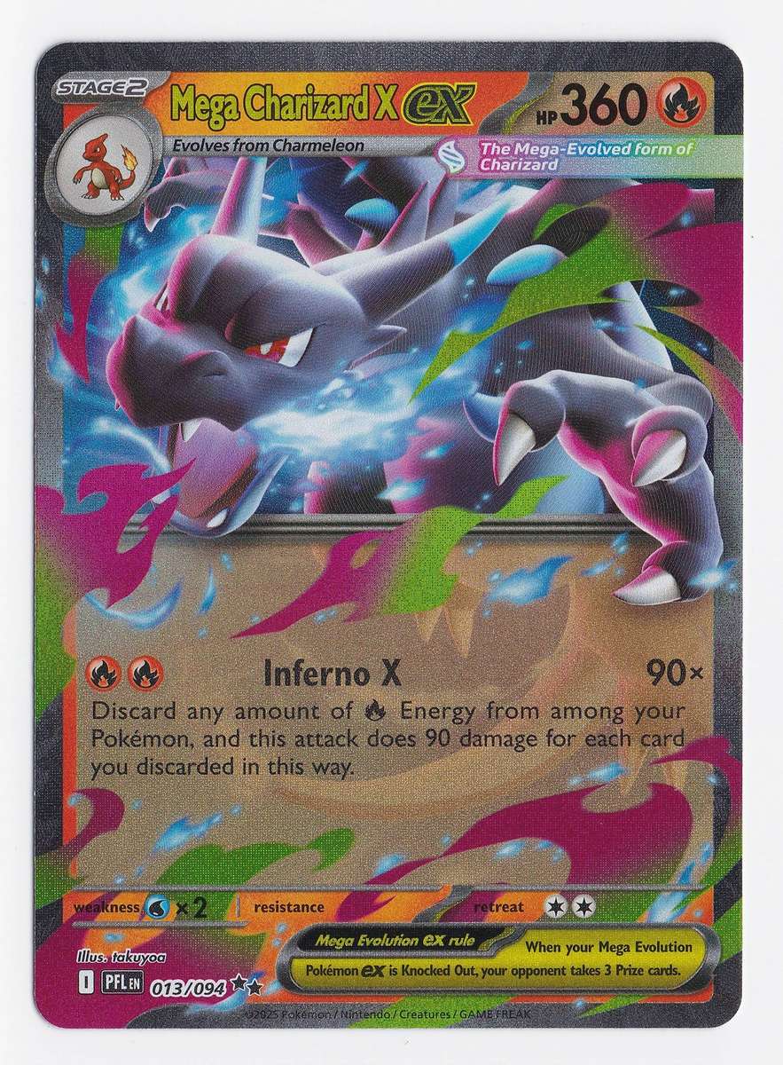Mega Charizard X EX 13/94 Pokemon TCG Mega Evolution Phantasmal Flames PFL EN Fire 013/094
