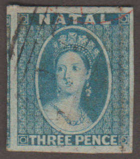 NATAL 186162 3D BLUE PLATE PROOF  WATERMARK SMALL STAR  QUEEN VICTORIA CHALON ISSUE