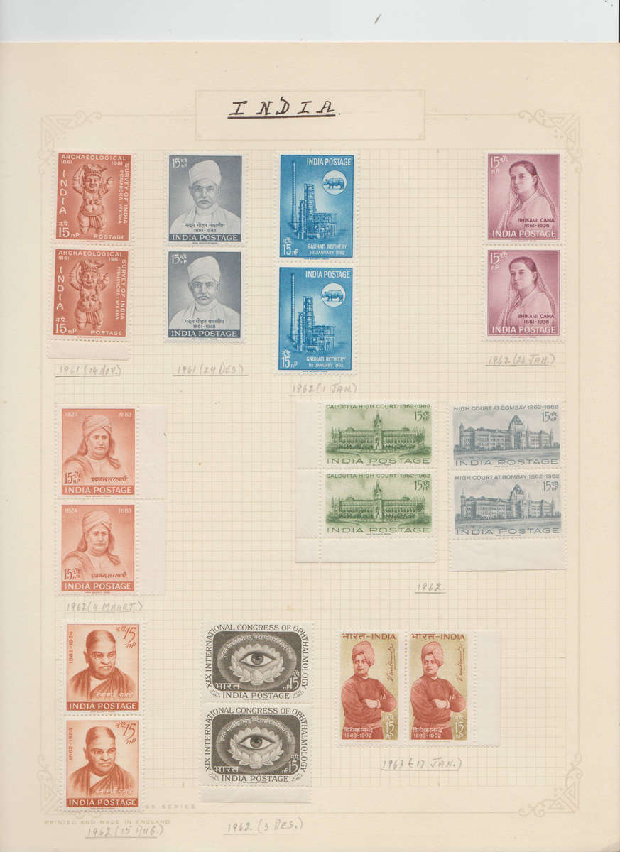 India: Philatelic Collection (1950s1980s)  Unchecked Album Pages