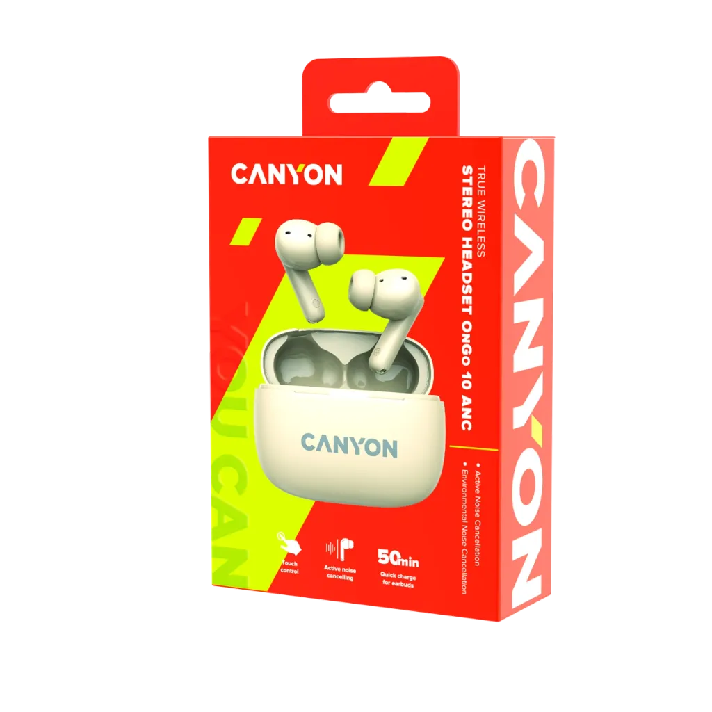 CANYON headset OnGo TWS-10 ANC+ENC Beige