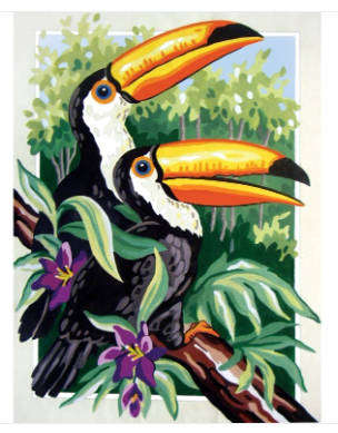 COLLECTION D'ART 10453 Tapestry Blank Printed Canvas Needle Point-Pair of Toucans