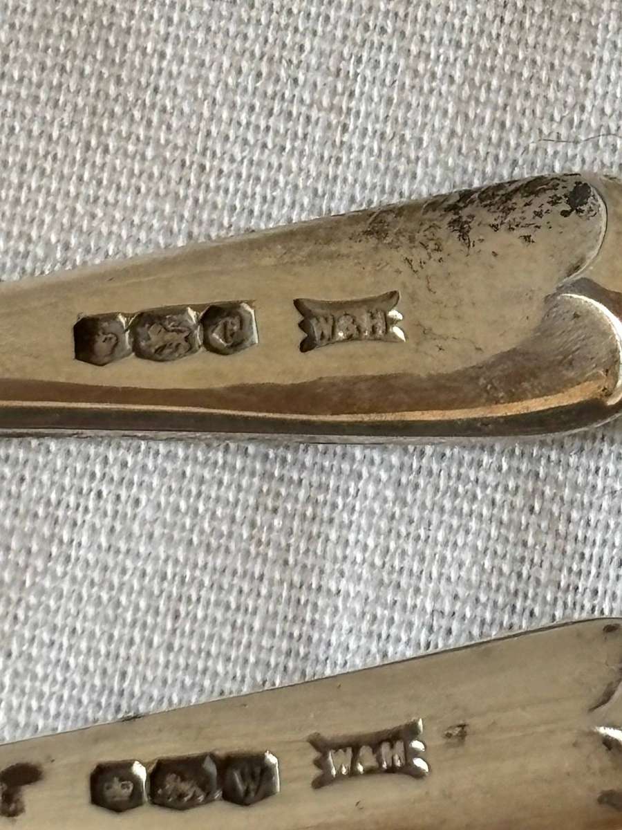 Antique Walker & Hall Sterling Silver Condiment Set (1921, 2 Replacement Spoons) in Original Box