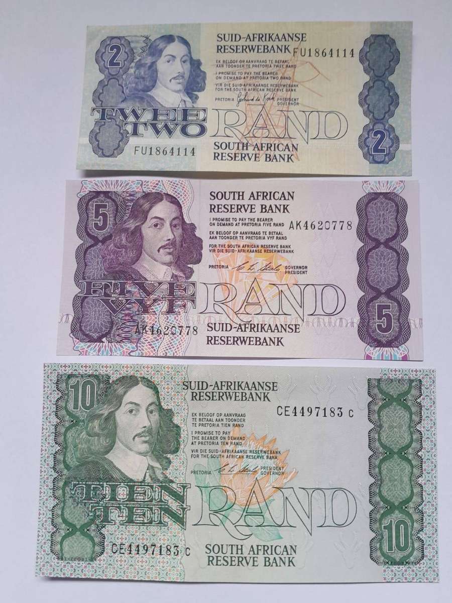 Set of 3 Historical South African Banknotes  2, 5 & 10 Rand