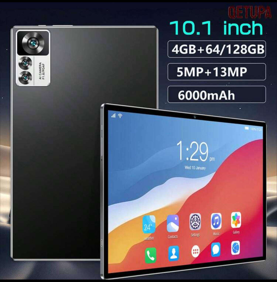 QETUPA 10.1-inch Android 15  Tablet PC