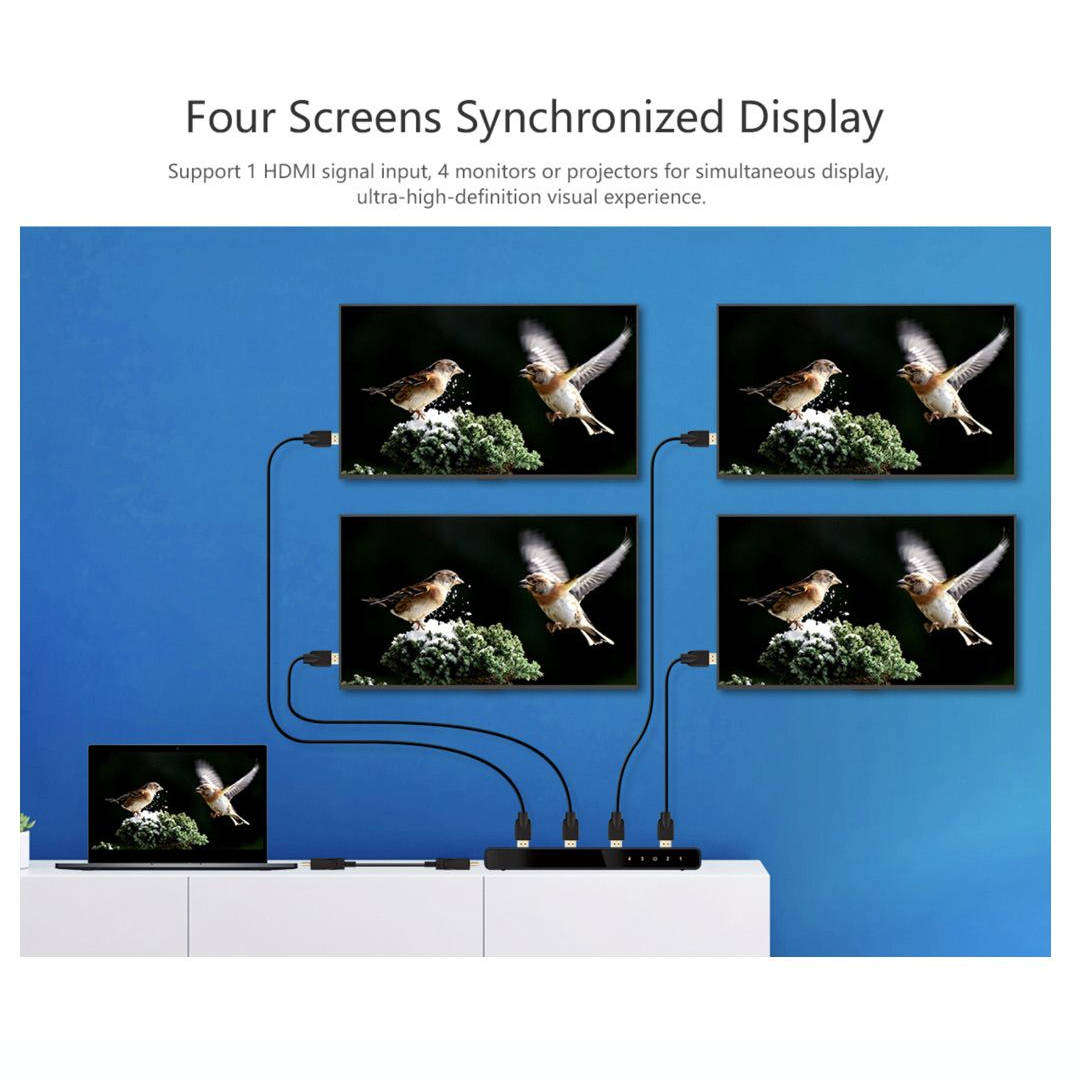 Lenkeng 4k @60hz Hdmi Simultaneously Splitters Auto Scaling 1x4 HDMI2.0 and HDCP2.2 Compliant