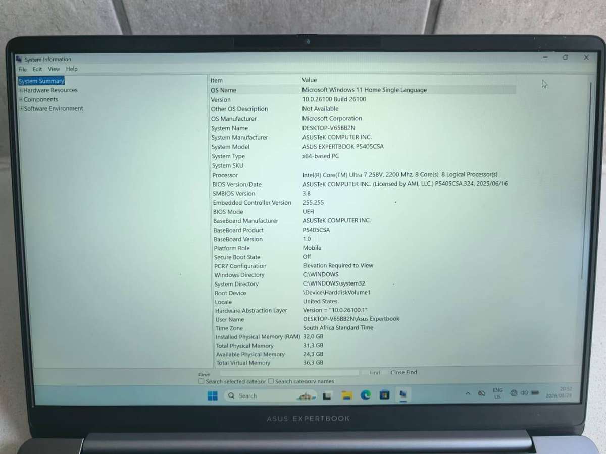 ASUS ExpertBook P5405CSA | Intel Core Ultra 7 | 32GB RAM | 1TB SSD | Windows 11