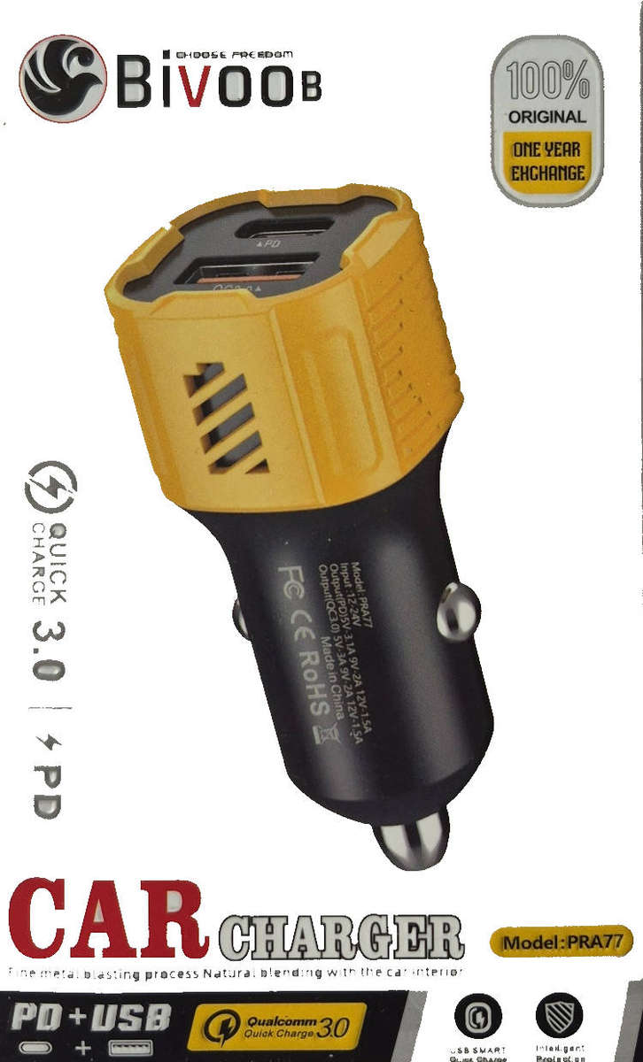 Dual Port Fast Car Charger - USB/c-type Quick Charge 3.0