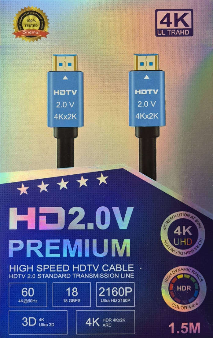 Premium HDMI 2.0v High-Speed 4K Cable - 1.5 Meters