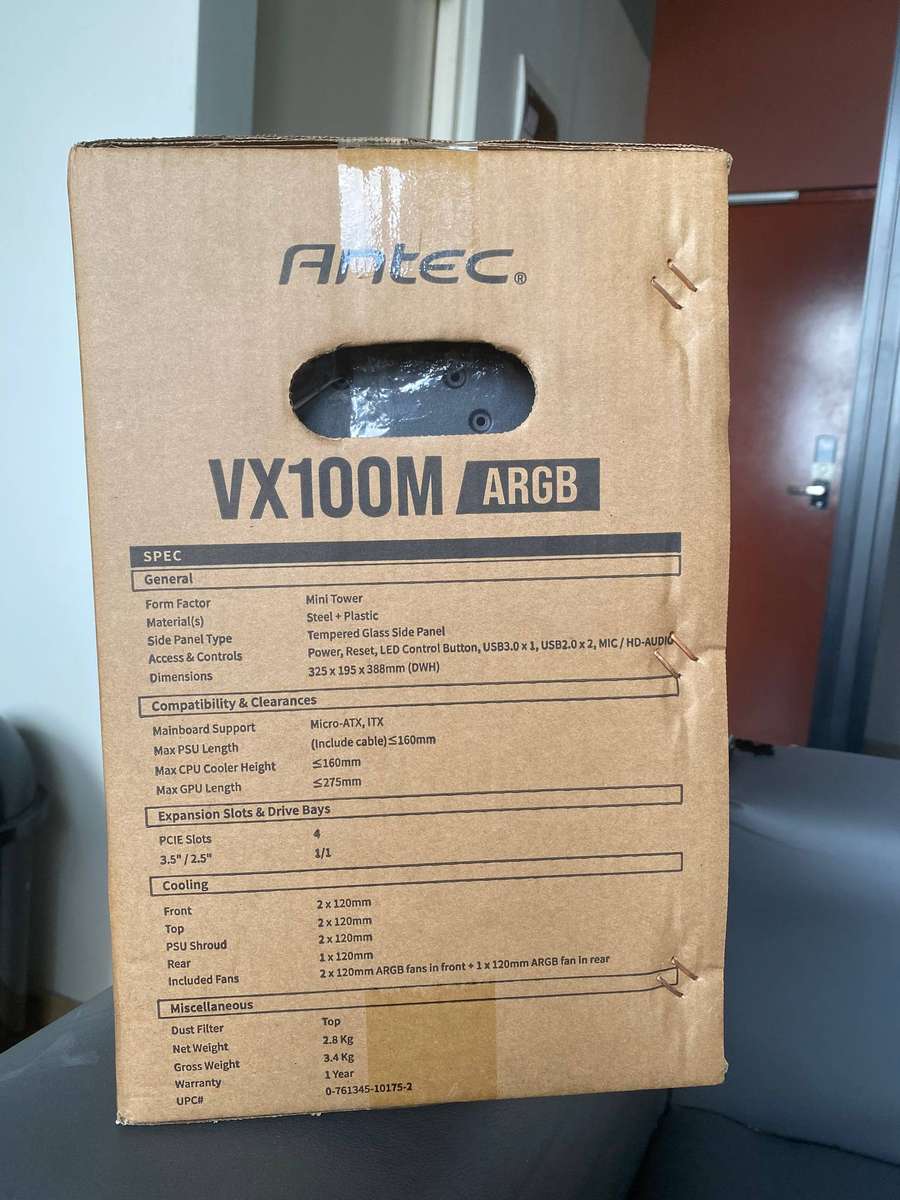 Antec VX100M ARGB Micro-ATX Mini Tower Gaming PC Case Black