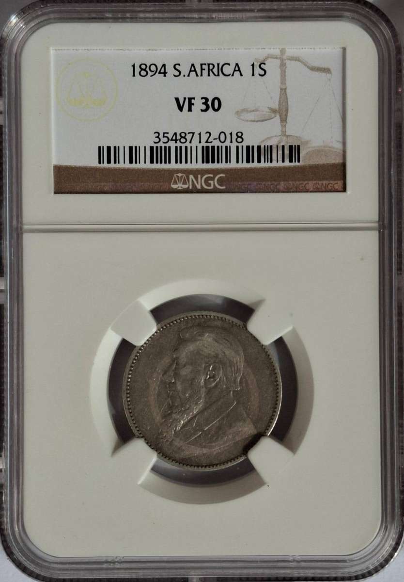 ZAR Paul Kruger Silver Coins (2) 1894 Shilling & 1897 Sixpence NGC Graded