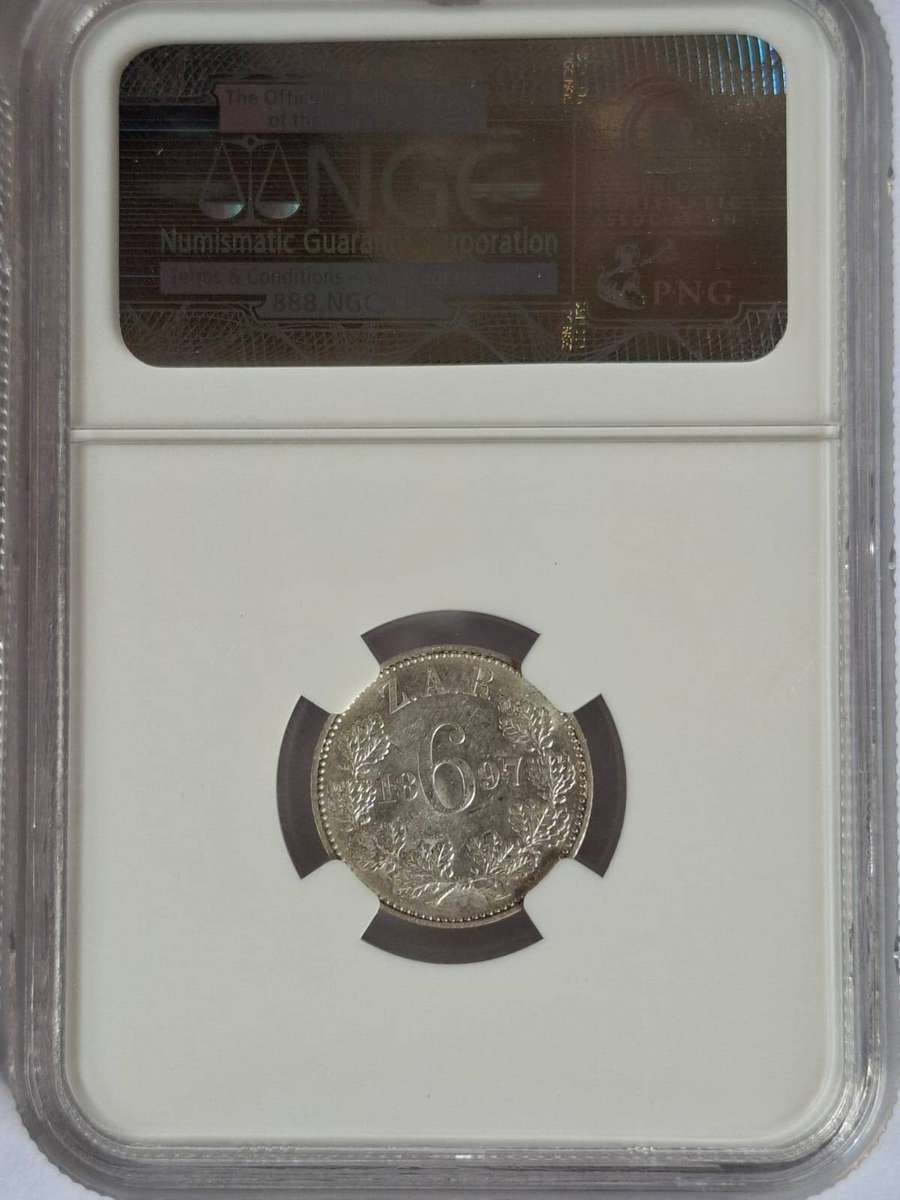 ZAR Paul Kruger Silver Coins (2) 1894 Shilling & 1897 Sixpence NGC Graded