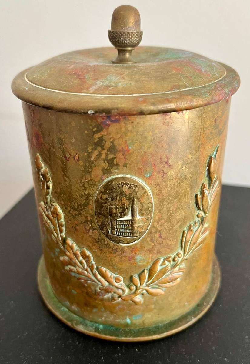 WW1 Trench Art Brass Container / Jar  Ypres Souvenir