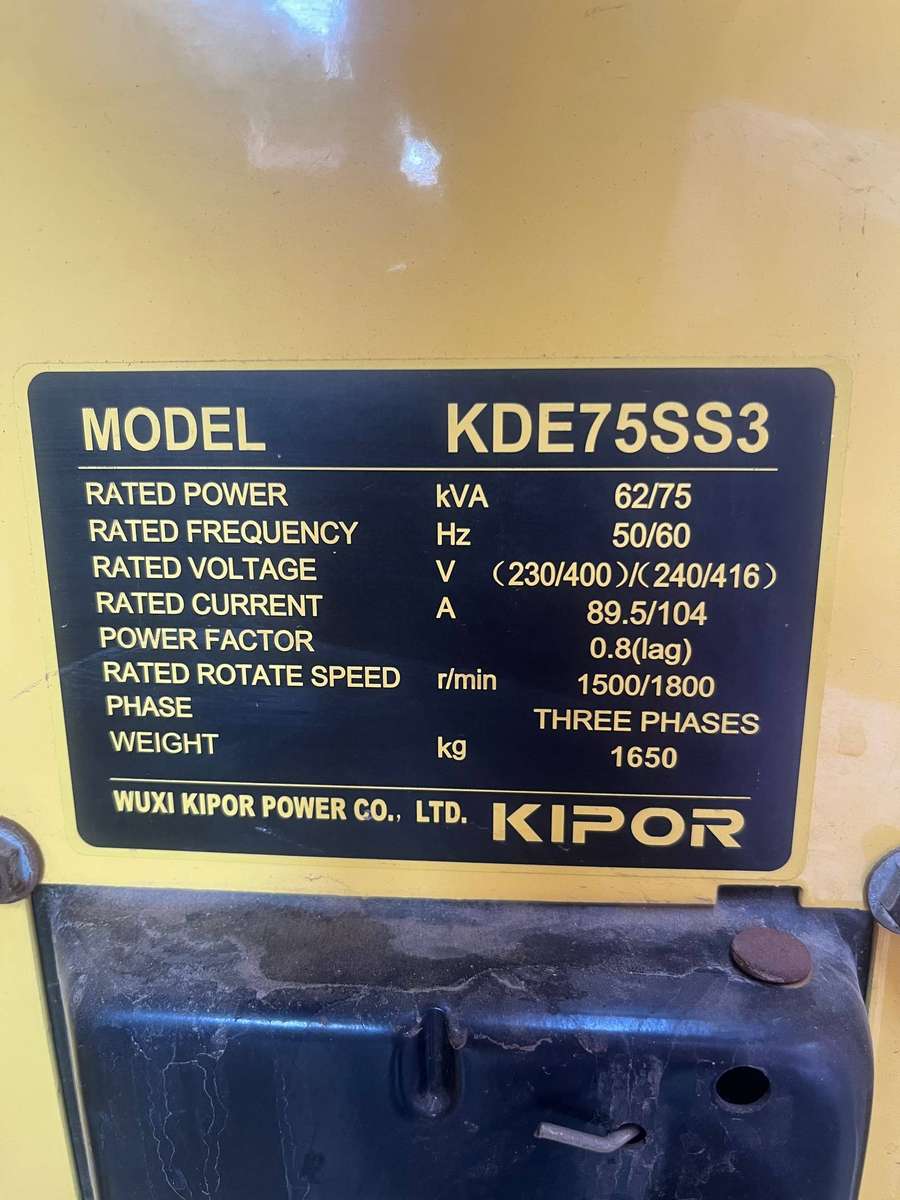 Kipor Three Phase 62/75kVA Ultra Silent Generator