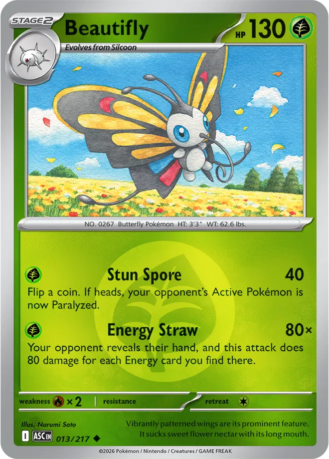 Beautifly (Energy Symbol Pattern) Ascended Heroes Uncommon 013/217