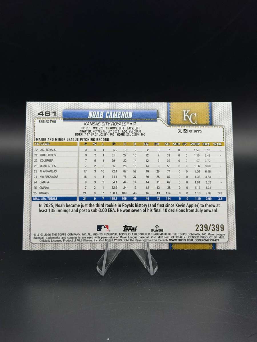 2026 Topps Series Baseball Yellow Sand Glitter Noah Cameron /399