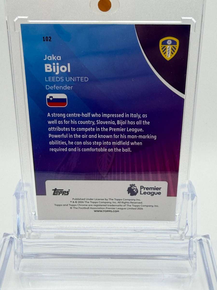 2026 Topps Chrome Premier League Rare Pineapple Insert Card Jaka Bijol Leeds