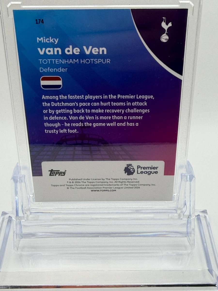 2026 Topps Chrome Premier League Rare Pineapple Insert Card Micky van de Ven Tottenham Hotspur