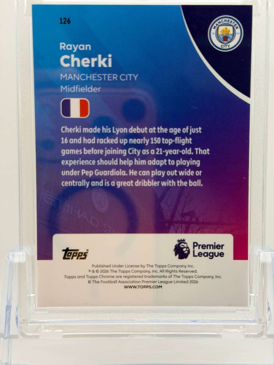 2026 Topps Chrome Premier League Logofractor Rayan Cherki Manchester City
