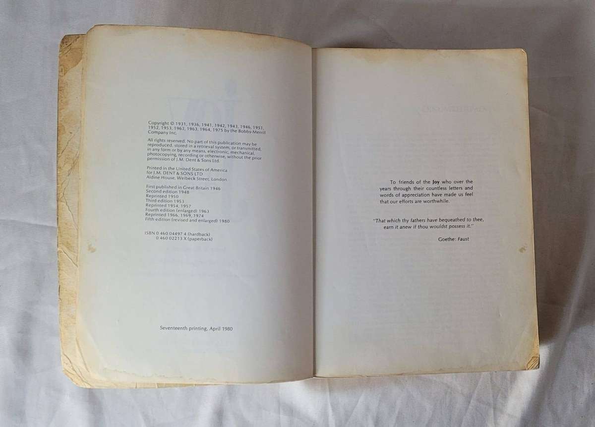 Joy of Cooking  Irma S. Rombauer & Marion Rombauer Becker (1980, J.M. Dent & Sons)