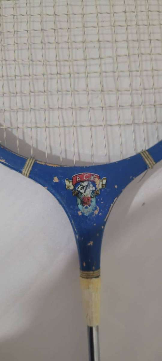 Vintage ACE Badminton Rackets (Pair) - Metal Shaft, Rubber Grip Handles