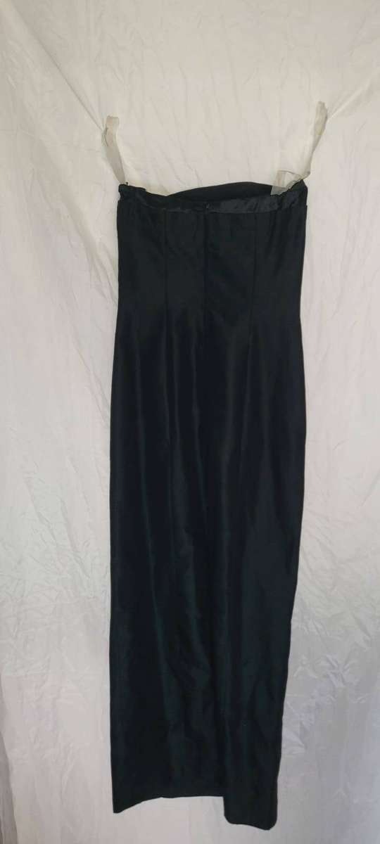 Vintage 90s Black Satin Strapless Evening Gown