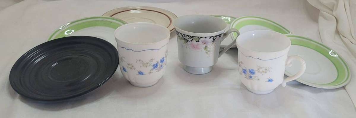 Mixed Cup & Saucer Lot  Vintage Odd Set, 3 Cups + 5 Saucers