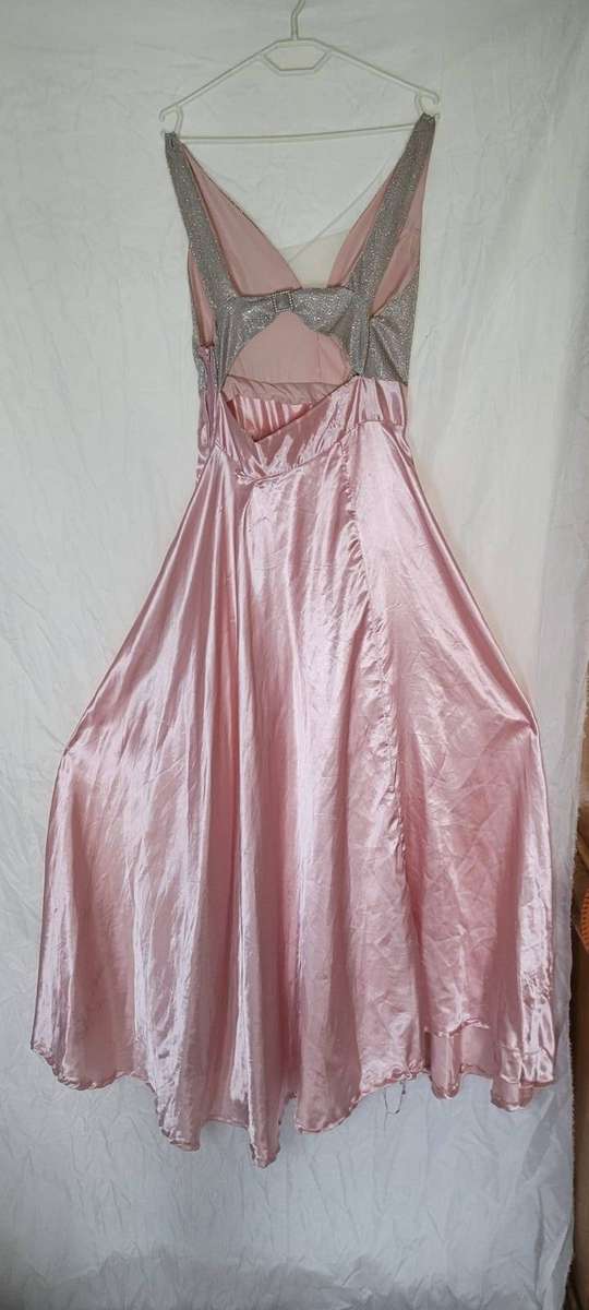 Pink Satin & Silver Glitter Ballgown