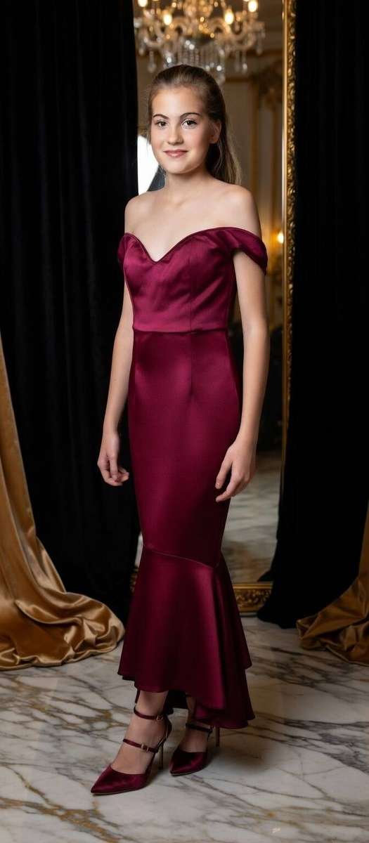 Burgundy Wine Off-Shoulder Mermaid Fishtail Formal Gown