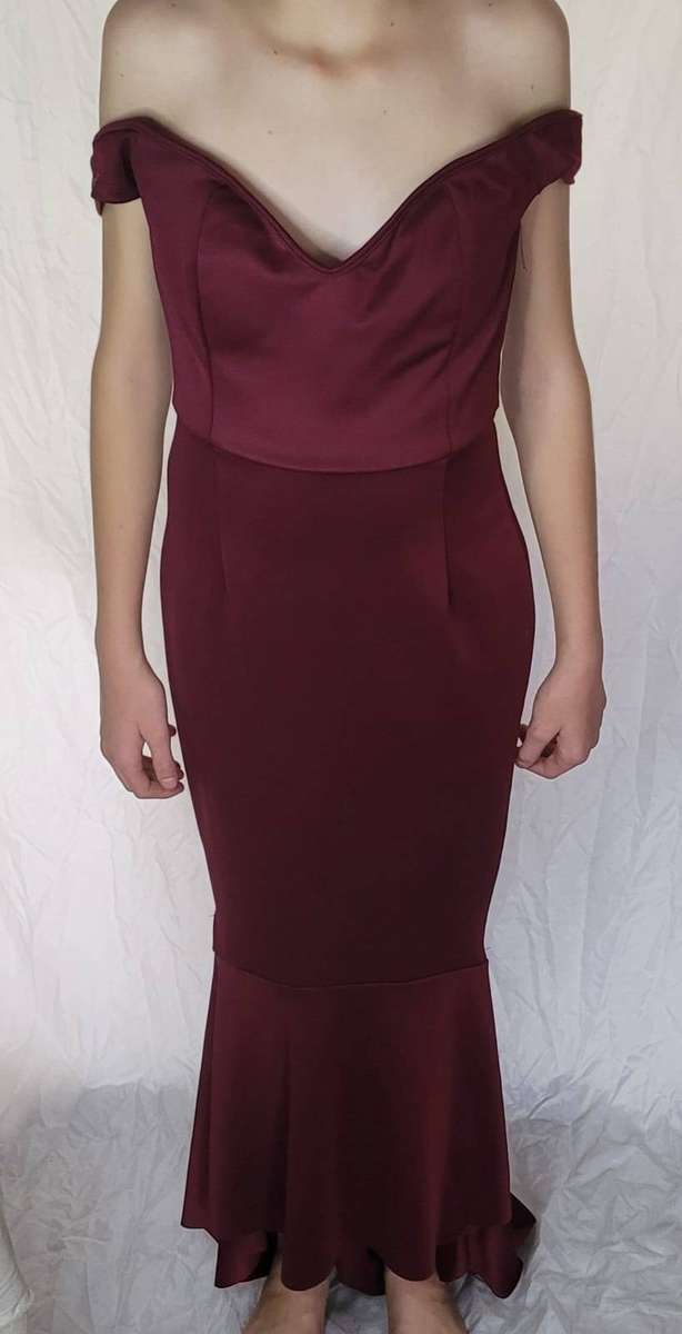 Burgundy Wine Off-Shoulder Mermaid Fishtail Formal Gown