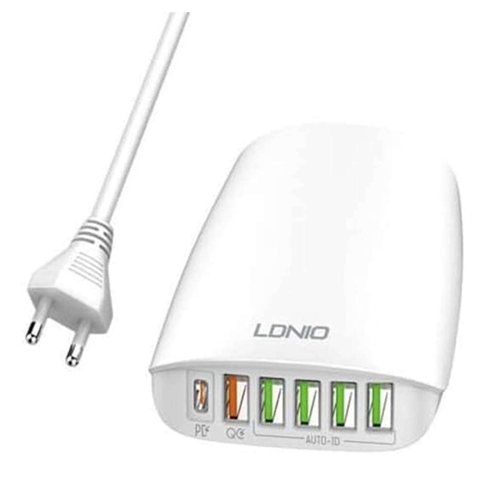LDNIO Super Fast Desktop Charger 6 Multi-Port USB & USB-C Fast Charging Desktop charger A6573C