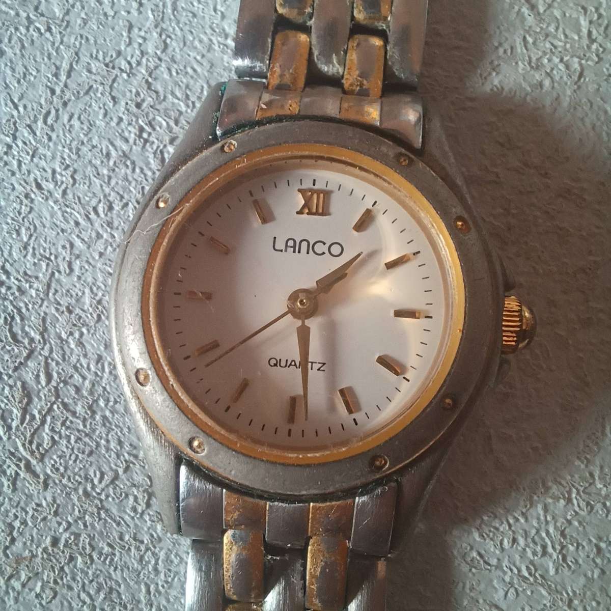 Vintage Two-tone Lanco Quartz Ladies' Watch Silver & Gold-Plated Case & Strap in Original Case