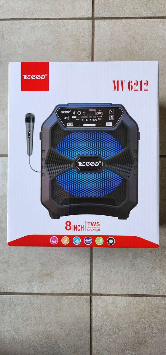 Speaker Ecco MV6212 8 Inch TWS True Wireless Black