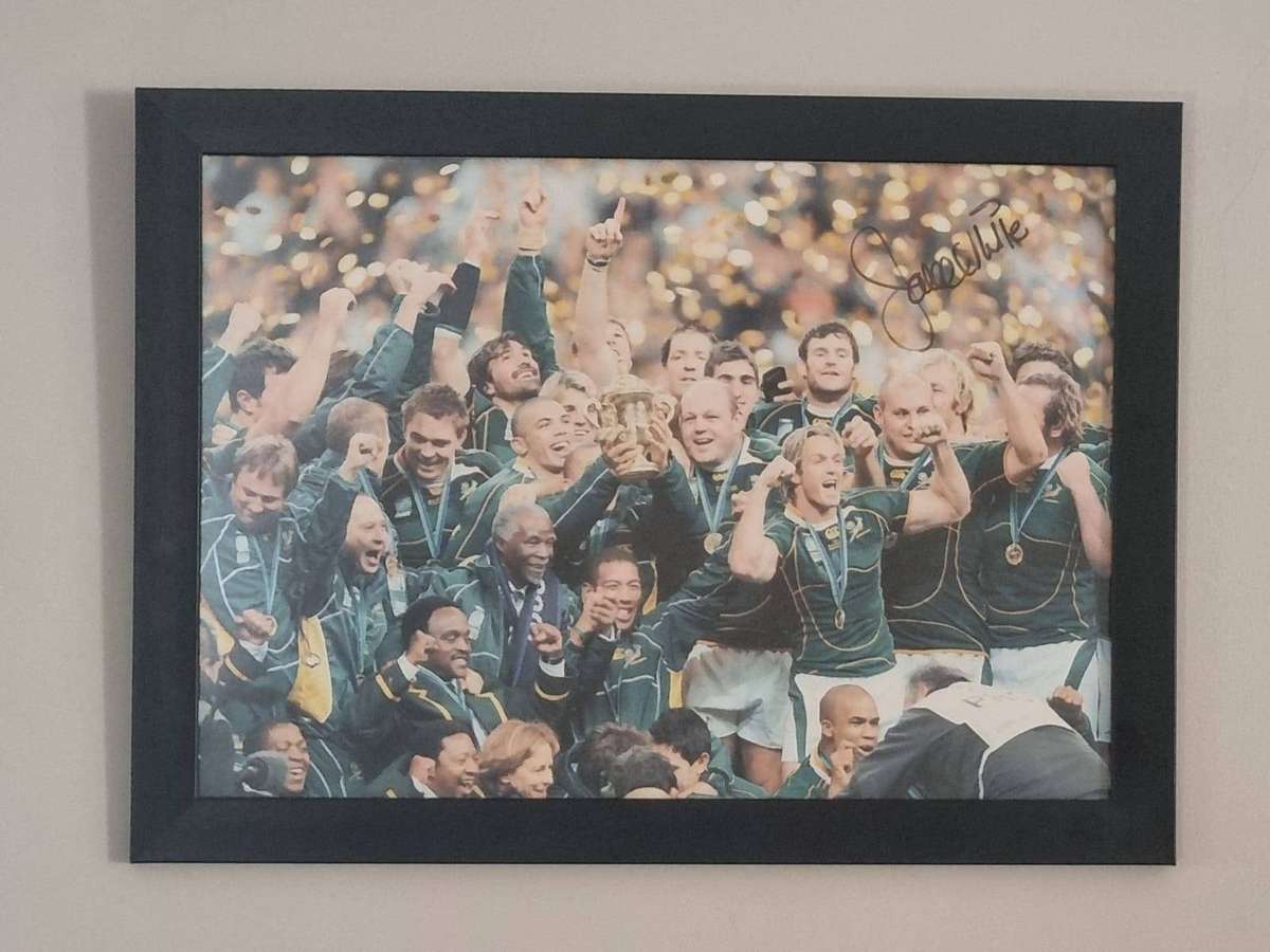 Framed Springboks 2007 World Cup Photo  Signed by Jake White