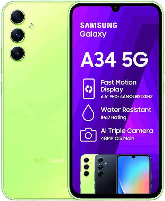 SAMSUNG GALAXY A34 5G SMARTPHONE || 128G/6G, 48MP Tri CAM,UNDER-DISPLAY FINGERPRINT, BIG BATTERY