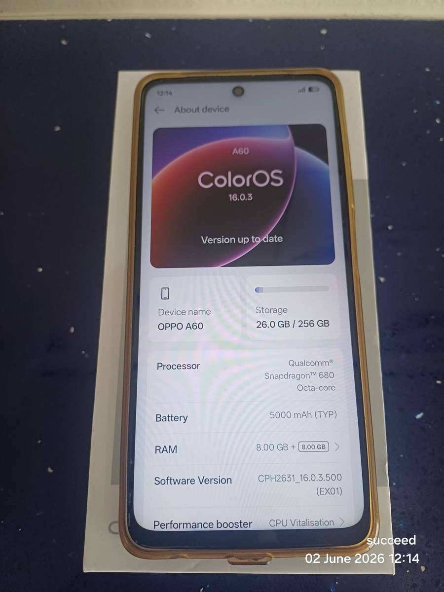 OPPO A60 SMARTPHONE || 256G/16G, 50MP CAM, FINGERPRINT, BIG BATTERY, FAST CHARGING
