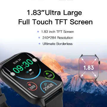 1.83" Screen Unisex Waterproof Smart Watch - Black