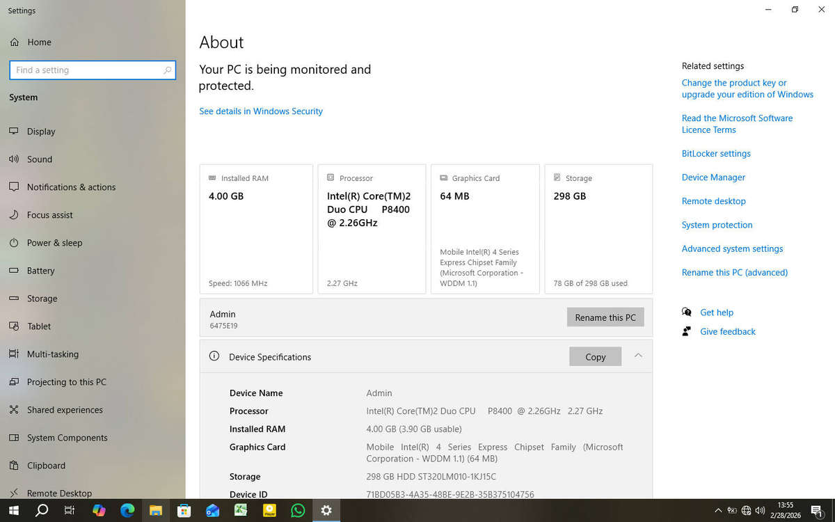 Lenovo ThinkPad T400 Laptop Intel Duo Core 2.26GHz 4GB RAM 298GB HDD 14