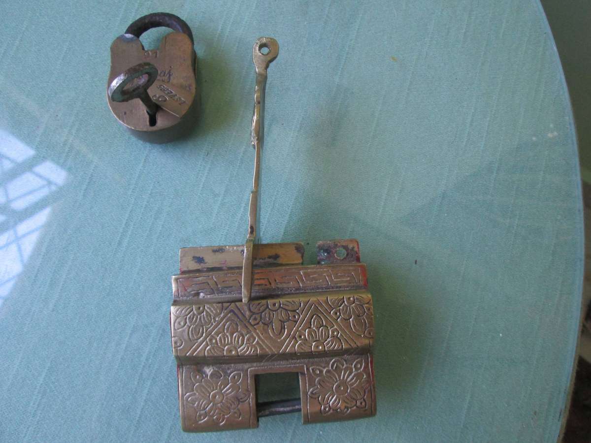 2x Antique Indian Locks with keys- in working condition